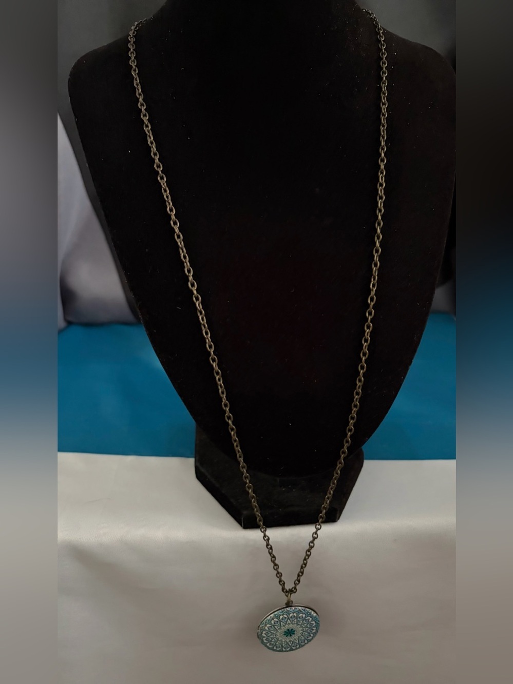 ZAD Mandala Enamel Locket Necklace Long Chain Necklace - Unbranded